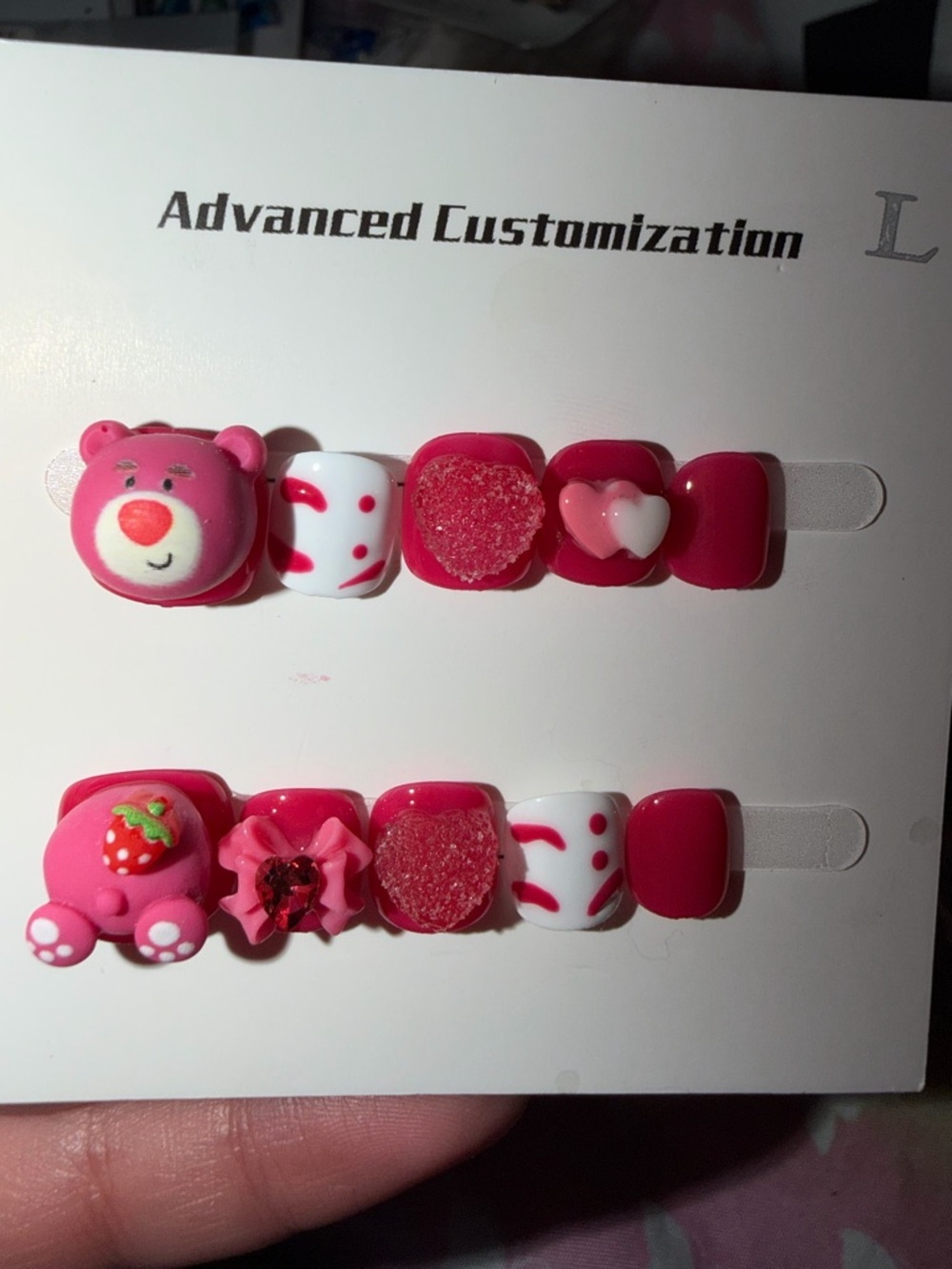 Pink Valentine's Press-On Nail Set with 3D Charms